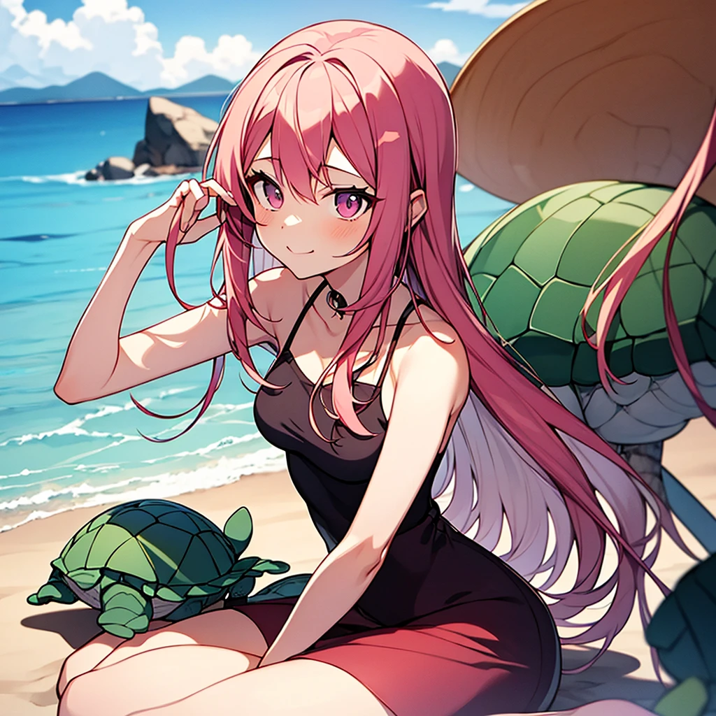 Anime Girls with pink hair and a turtle on the beach, seductive Anime Girls, Gweitz, On pixivトップ評価, , beautiful Anime Girls, On pixiv, (Anime Girls), pretty Anime Girls, Beautiful and attractive anime teen, Beautiful and attractive anime woman, attractive Anime Girls, Anime Girls, Anime Best Girl, cute Anime Girls