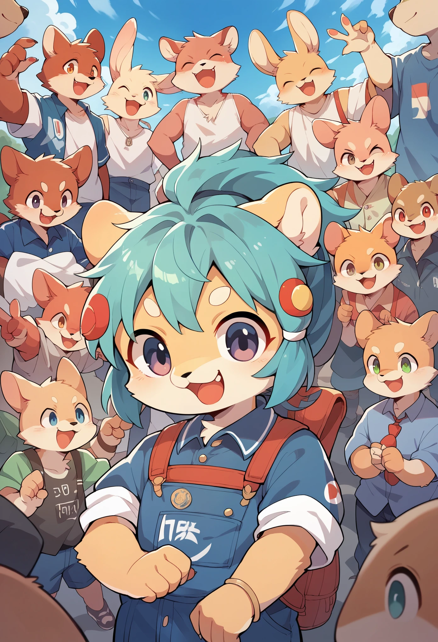 cover_page, super high resolution, detailed background, World Heritage Site, 6+boys, 6+girls, Happy, joyful, absurdres(Photos of solo travelers)(kemono, furry anthro),