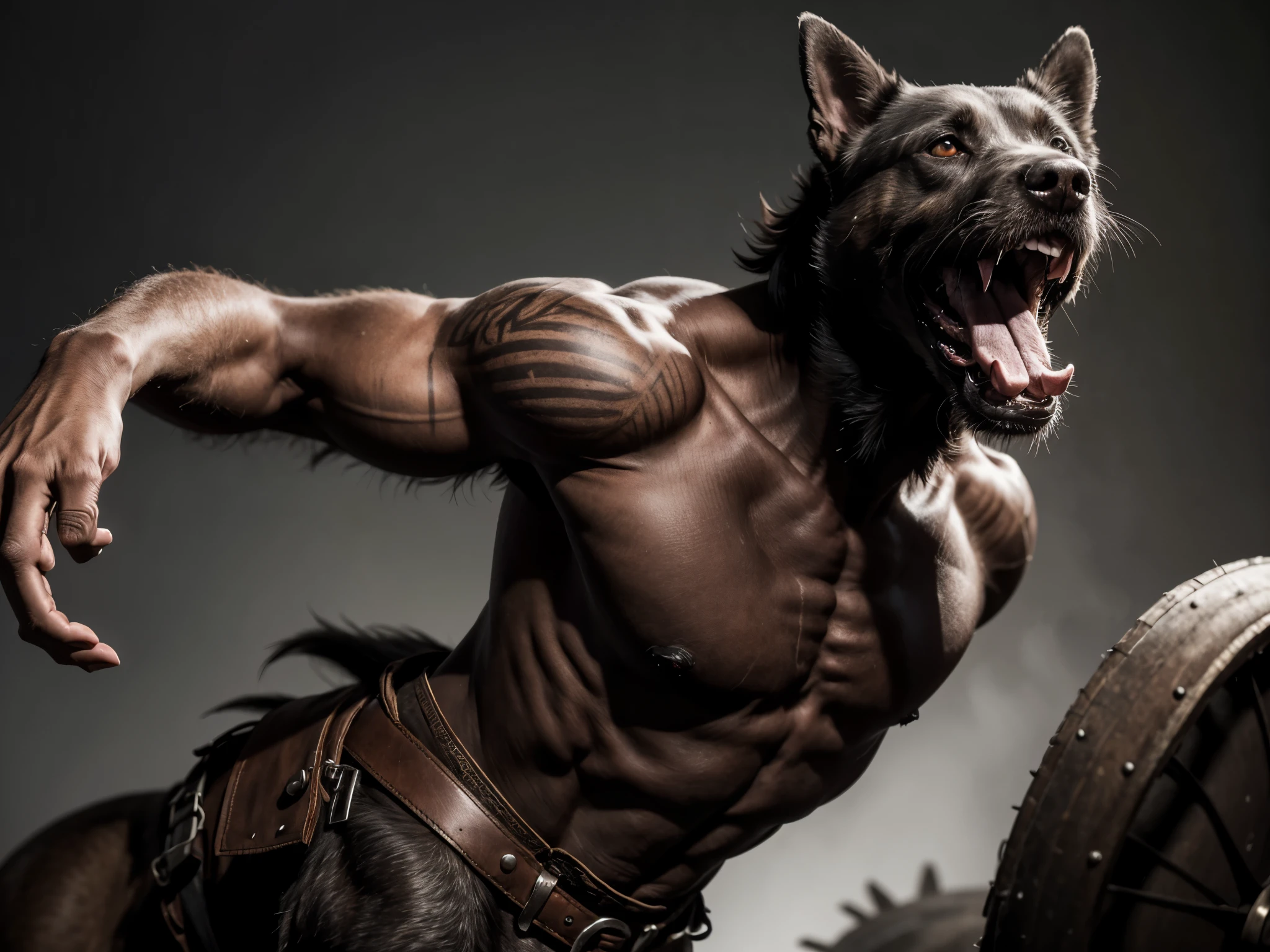 Angry drahthaar dog warrior, rage