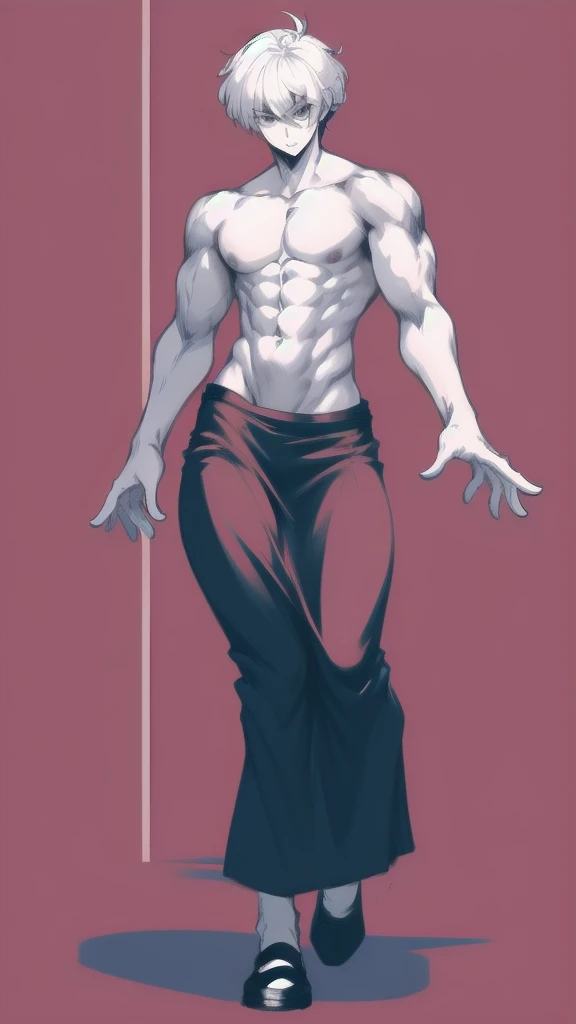 full body in image, unique hair, full naked man, male body, short hair, slender body, hot body, sexy male body, dinamic pose, six patch. detalied pose, body, simple background, expressive face, focus on face, line art, sketch