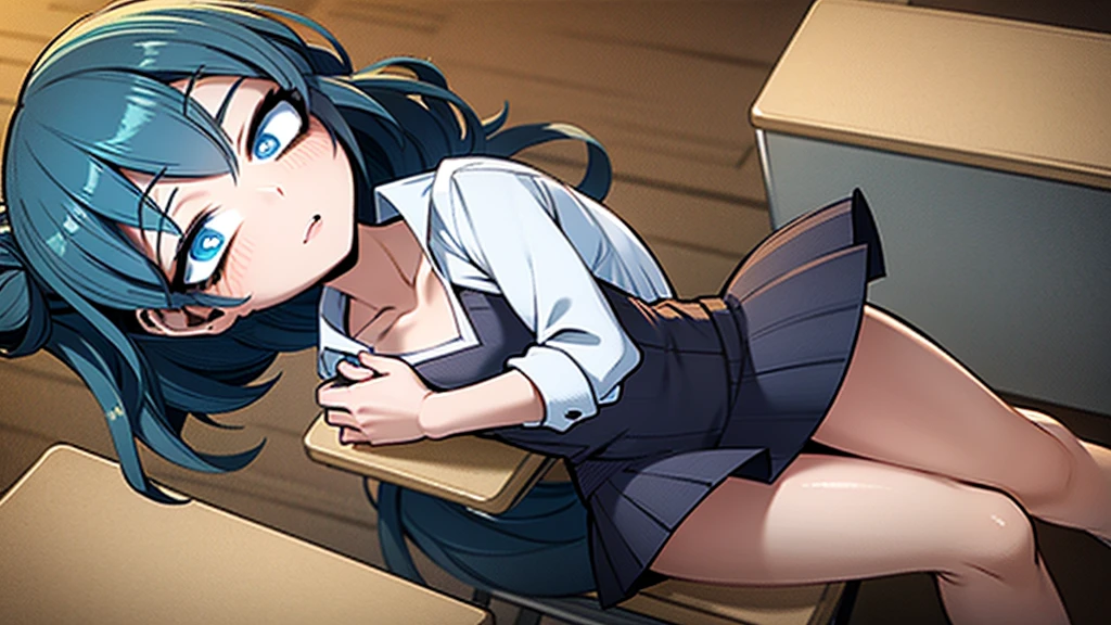 class room, students doing homework, teacher, background for manga