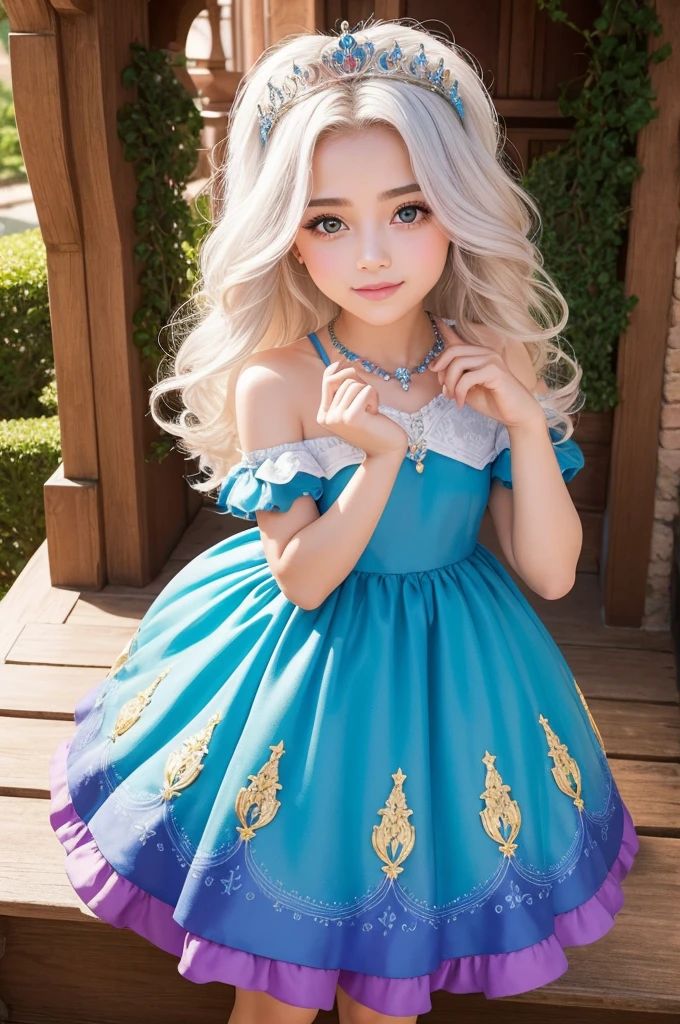 foto estilo Disney em uma papelaria com uma princesa de 20 anos, cabelos escuro, olhos castanhos