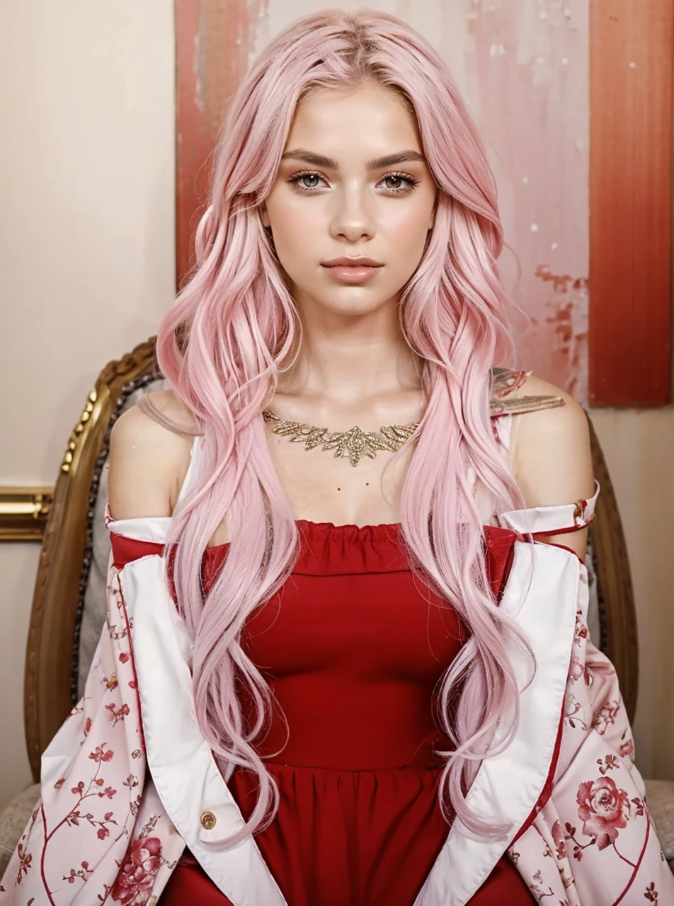 A stunningly lifelike portrait captures a 26-year-old fashion model girl with beautiful European features. She is adorned in a high-end fashion outfit, set against a dramatic background. The image, exudes cinematic colors and a photographic style. Every detail of her appearance is meticulously executed, showcasing her elegance and allure. The overall composition is a true masterpiece, elevating the beauty and sophistication.