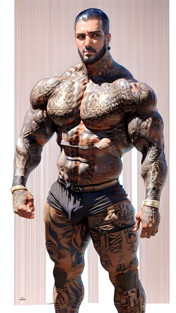 (best quality, high resolution, Artwork:1.2), standing, posing, smiling, Horny, Latin Beauty, (((Huge male bodybuilder:1.15))), huge muscular ass, (wide hips), (Slim waist) , (((Broad shoulders))), ((((huge breasts)))), nervous, (black hair), feather crown carnival, shaved hair, black hair, full body, Glossy skin, tanned skin, hands on the hips, vibrant, wearing nervous carnival attire, sensual  manga line art