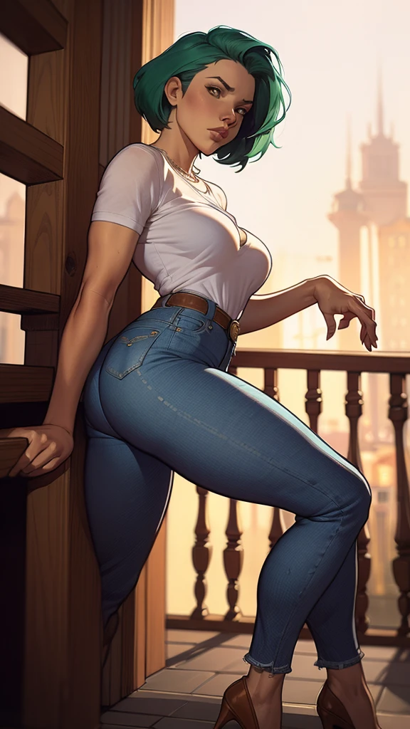 Close-UP Lumberjack in hand sesy woman portrait mode from the waist up short viking skirt showing legs.    cabelos com transa longasum desenho de uma mulher com uma fantasia verde e amarela, garota de anime desonesta, artgerm e lois van baarle, full body portrait of jeans cinza, Steven Artgerm Lau, desenhado no estilo de artgerm, fanart de alta qualidade, jeans cinza, High quality color sketch, linda garota vestindo terno regata, portrait of jeans cinza, girl of the zodiac knights