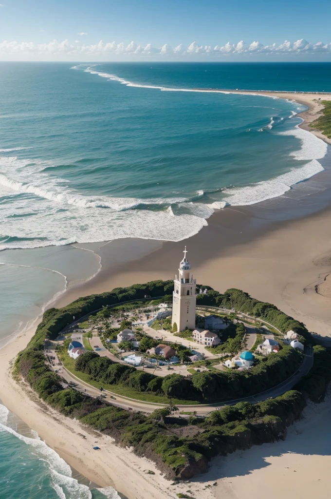 Uma charge com os seguintes dialogos, Scenery and image Scenery: Uma praia com um sinal de aviso que diz "Sea level rising".
Image Description:
- Personagem 1: A building a sandcastle near the sea.
- Personagem 2: Um adulto (possivelmente o pai) olhando preocupado para o sinal.
-Dialogue:
-Child: "Olha, papai, meu castelo de areia!"
- Adulto: "Aproveite enquanto pode, filho... logo ele pode virar um recife."
Mensagem: The impact of rising sea levels caused by climate change.