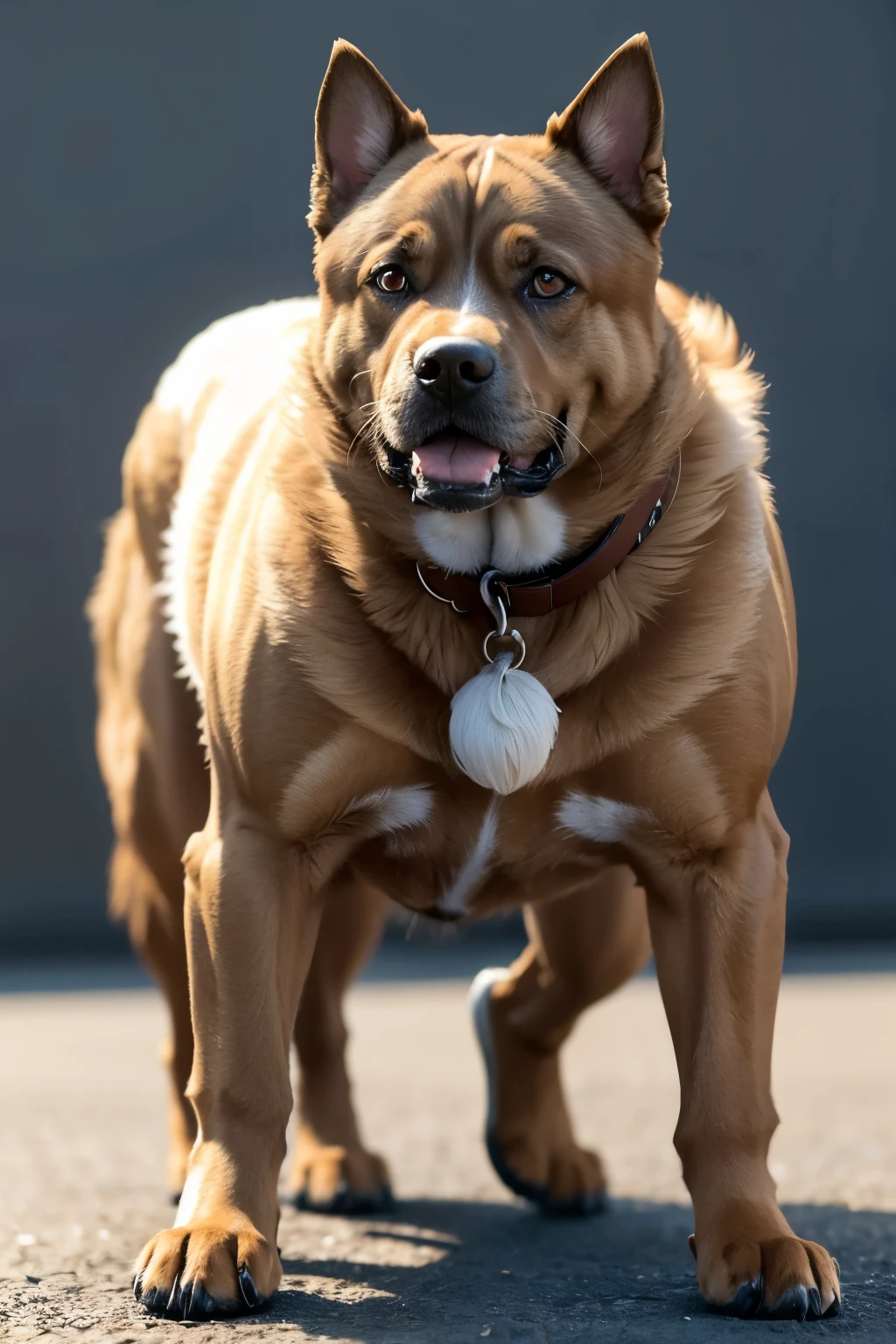 transform the dog in the image into an extremely strong and muscular dog