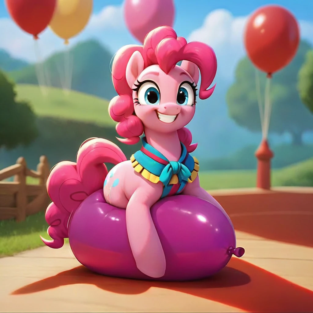cinematic film still score_9, score_8_up, score_7_up, score_6_up, score_5_up, score_4_up, Digital art, cute,
pinkie pie, earth pony, muscular, smirking, feral,
rating_questionable,
meadow,
(balloon fetish, looner, sitting on a balloon, balloon sitting:1.2),
(detailed balloon, one balloon, sitpop:1.3),
thick thighs, balloon fetish, sitting on a balloon, one balloon, too heavy,
(tied balloon, tight balloon, necked balloon:1.2),
foreshortening, depth of field, motion lines,
emphasis lines, impact emanata,
screencap, . shallow depth of field, vignette, highly detailed, high budget, bokeh, cinemascope, moody, epic, gorgeous, film grain, grainy
