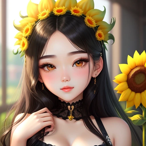 Girl the princess sunflower
18-year-old girl and.  Detailed face, double eyelid, hot vibes. hot-seductive-sexy-cute-beautiful-girl with black hair and blushing face. Intimate vibes. 