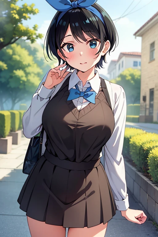 (masterpiece, best quality, ultra-detailed), 1girl, RukaSarashina, looking at viewer, standing