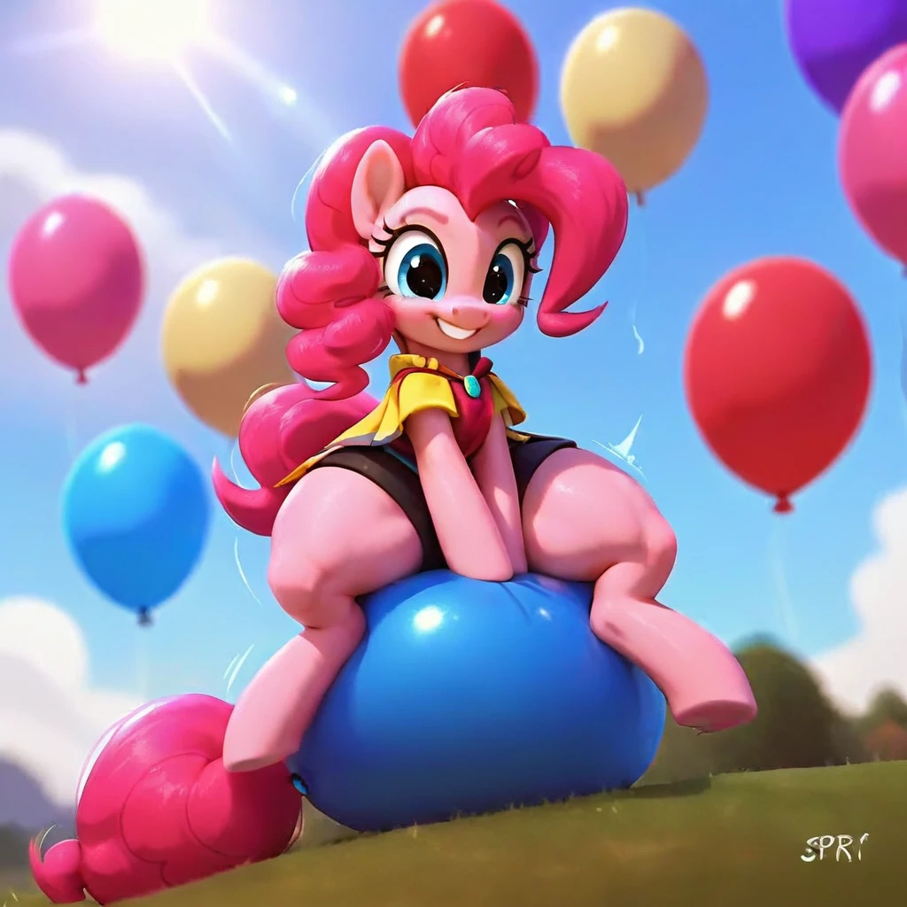 cinematic film still score_9, score_8_up, score_7_up, score_6_up, score_5_up, score_4_up, Digital art, cute,
pinkie pie, earth pony, muscular, smirking, feral,
rating_questionable,
meadow,
(balloon fetish, looner, sitting on a balloon, balloon sitting:1.2),
(detailed balloon, one balloon, sitpop:1.3),
thick thighs, balloon fetish, sitting on a balloon, one balloon, too heavy,
(tied balloon, tight balloon, necked balloon:1.2),
foreshortening, depth of field, motion lines,
emphasis lines, impact emanata,
screencap, . shallow depth of field, vignette, highly detailed, high budget, bokeh, cinemascope, moody, epic, gorgeous, film grain, grainy
