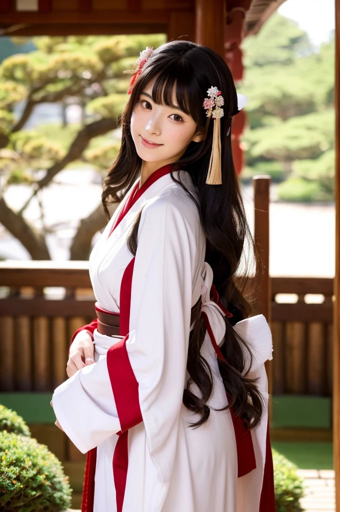 A highly detailed, photorealistic portrait of a beautiful young archer girl with long flowing hair, holding a traditional Japanese bow. She is standing in a serene forest with sunlight filtering through the trees. High resolution, 8K, ultra-detailed, masterpiece, best quality.((Archer:1.3))