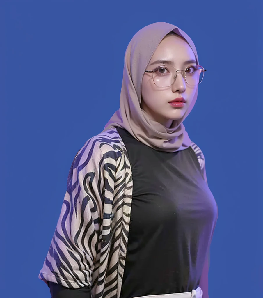 (Best quality, 8k, 32k, Masterpiece, UHD:1.2),Photo of Pretty Japanese hijab woman, large breasts, tight shirt, clean background, photo studios, fetish hijab, woman hijab sitting in a chair, digital art, gucci style, gucci clothes, album, official artwork, streetwear graphic design ,photo in studio, clean background, The Queen.