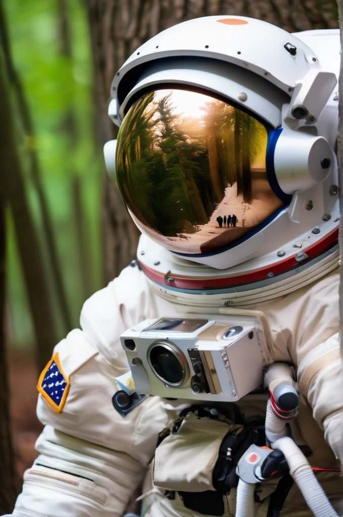 RAW Photos, delicate, highest quality,Hyper Detail, In detail,  8k, 32k, masterpiece,(Ultra-high resolution:1.2),Simamun in a spacesuit,The mission to the moon is ready, In the snowy forest、Cloudy Trees々and crunchy, cold,Hide in burrows and tree holes,Rim Light