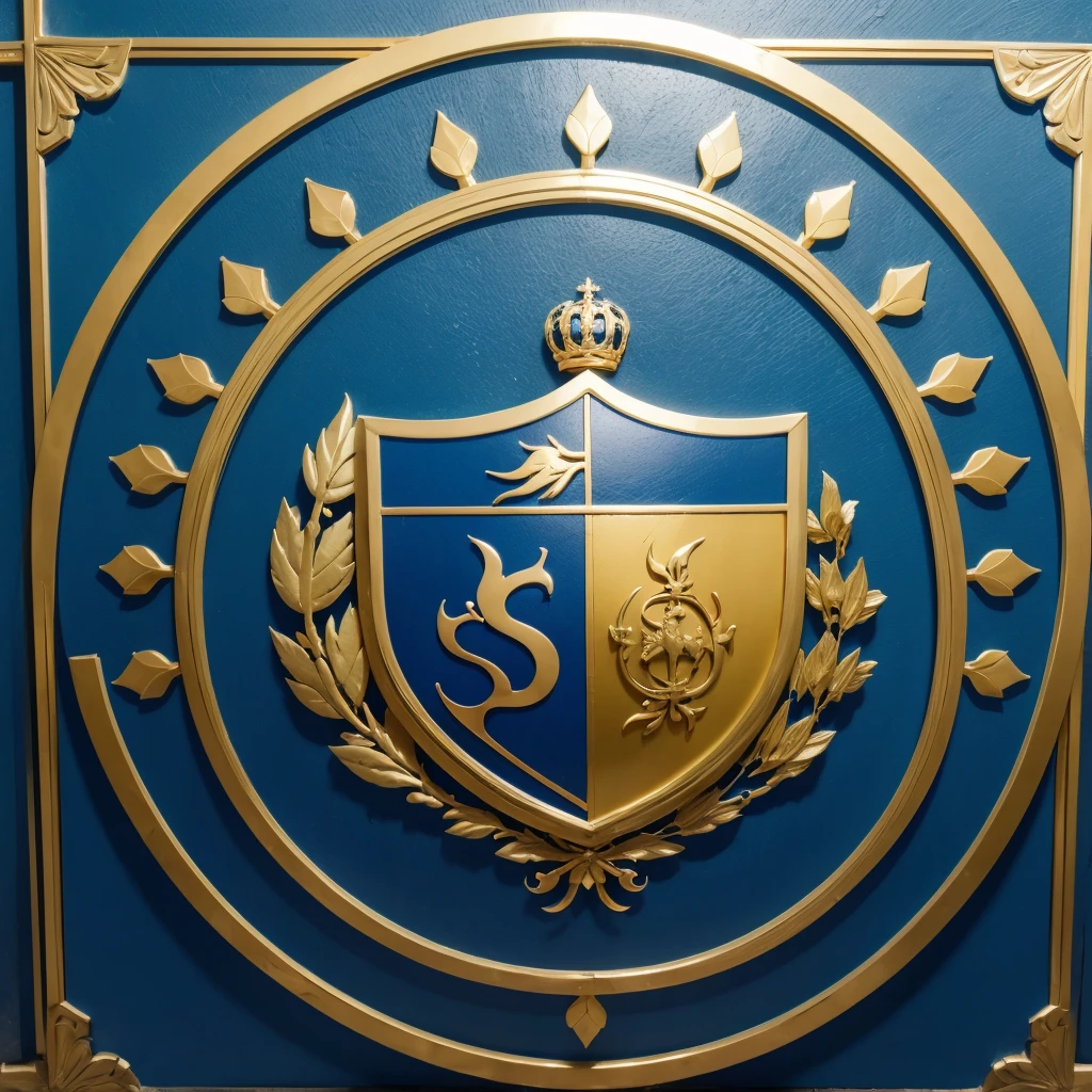 Escudo do Clube :
Cores : Azul claro , gold and black details Description:
Forma: Escudo em formato tradicional.
Elementos:
Nome "Sport Amanda " Na parte inferior