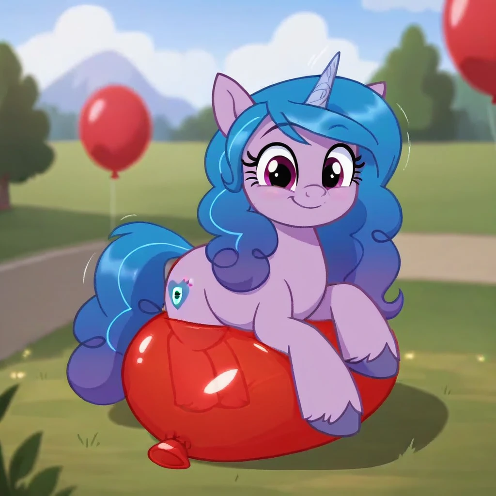 cinematic film still score_9, score_8_up, score_7_up, score_6_up, score_5_up, score_4_up, Digital art, cute, 
Izzy Moonbow, earth pony, muscular, smirking, feral,
rating_questionable,
meadow, 
(balloon fetish, looner, sitting on a balloon, balloon sitting:1.2), 
(detailed balloon, one balloon, sitpop:1.3), 
thick thighs, balloon fetish, sitting on a balloon, one balloon, too heavy,
(tied balloon, tight balloon, necked balloon:1.2), 
foreshortening, depth of field, motion lines, 
emphasis lines, impact emanata,
screencap,  . shallow depth of field, vignette, highly detailed, high budget, bokeh, cinemascope, moody, epic, gorgeous, film grain, grainy