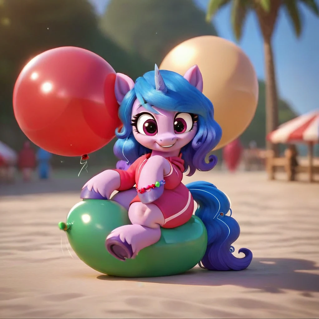 cinematic film still score_9, score_8_up, score_7_up, score_6_up, score_5_up, score_4_up, Digital art, cute, 
Izzy Moonbow, earth pony, muscular, smirking, feral,
rating_questionable,
meadow, 
(balloon fetish, looner, sitting on a balloon, balloon sitting:1.2), 
(detailed balloon, one balloon, sitpop:1.3), 
thick thighs, balloon fetish, sitting on a balloon, one balloon, too heavy,
(tied balloon, tight balloon, necked balloon:1.2), 
foreshortening, depth of field, motion lines, 
emphasis lines, impact emanata,
screencap,  . shallow depth of field, vignette, highly detailed, high budget, bokeh, cinemascope, moody, epic, gorgeous, film grain, grainy