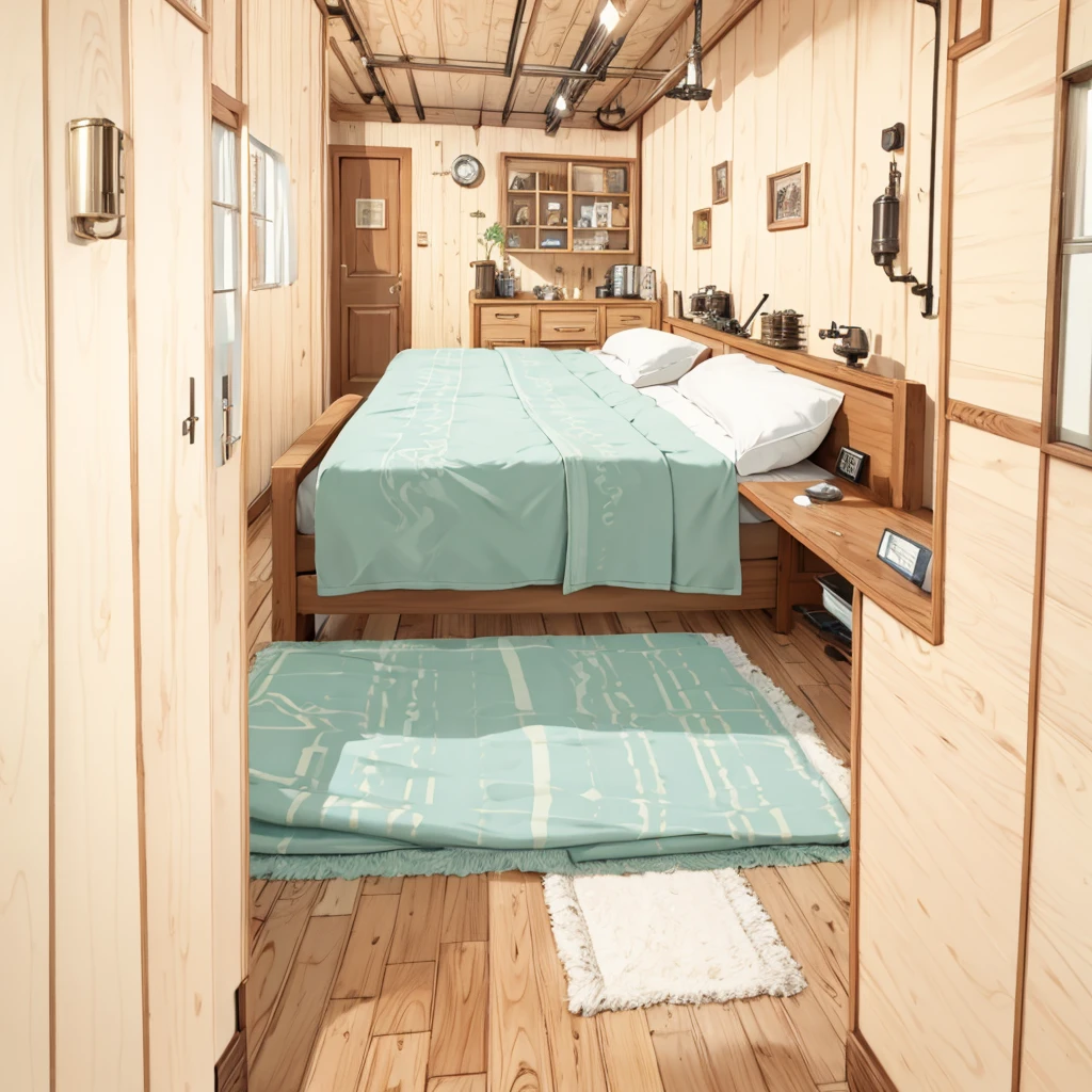 steampunk,Fantastic,Wood Grain Floor,Double bed,Overlooking,4k,8k,highest quality