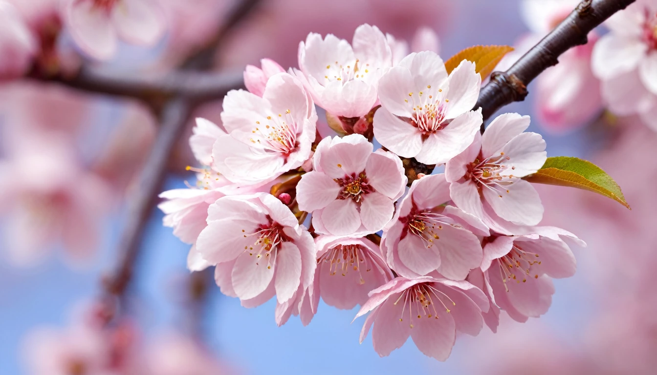 Sakura blossoms, high resolution, light pink, photo level, Macro