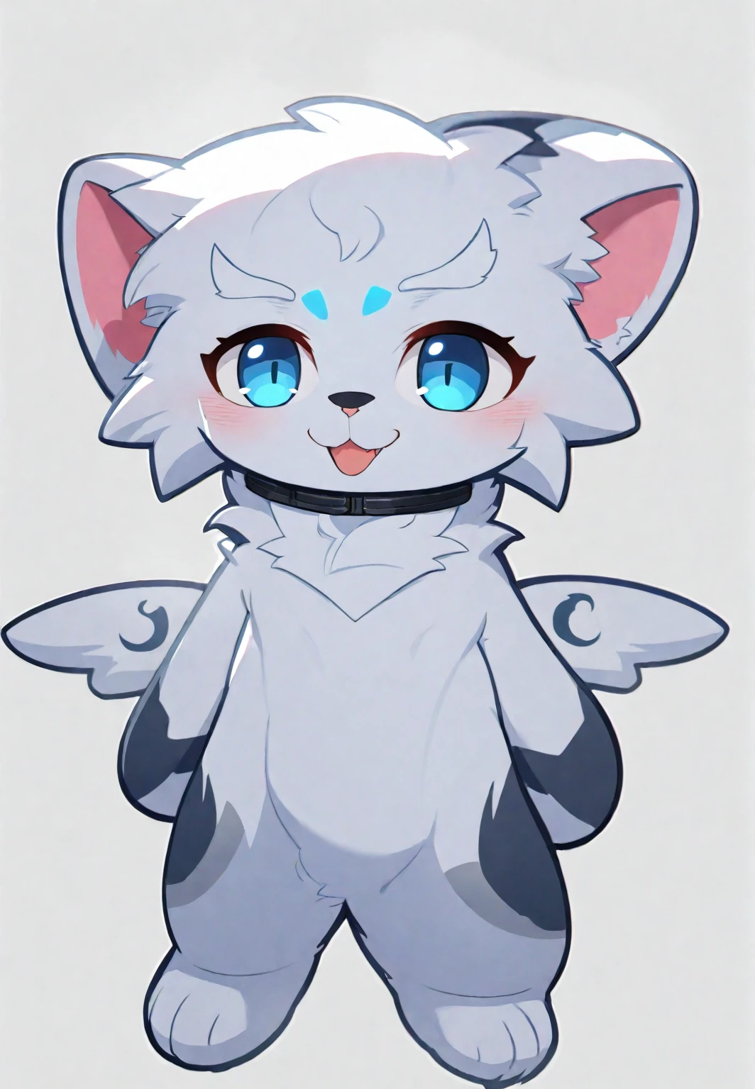 A cartoon cat with blue eyes and white tail, furaffinity Ferson, doom, Ferson art, Ferson!!!!, Red Cliff, furry affinity, avian!!! Ferson, wireless, Elokiti, furry Ferson, No PFP, female Ferson, Fur Affinity Committee, telegram stickers, This character has cryokinesis abilities, no background, furry, blur fur, white fur, 8k, super detail, UHD, masterpiece, anatomically correct, ccurate, super detail, high details, high quality, best quality, highres, 16k