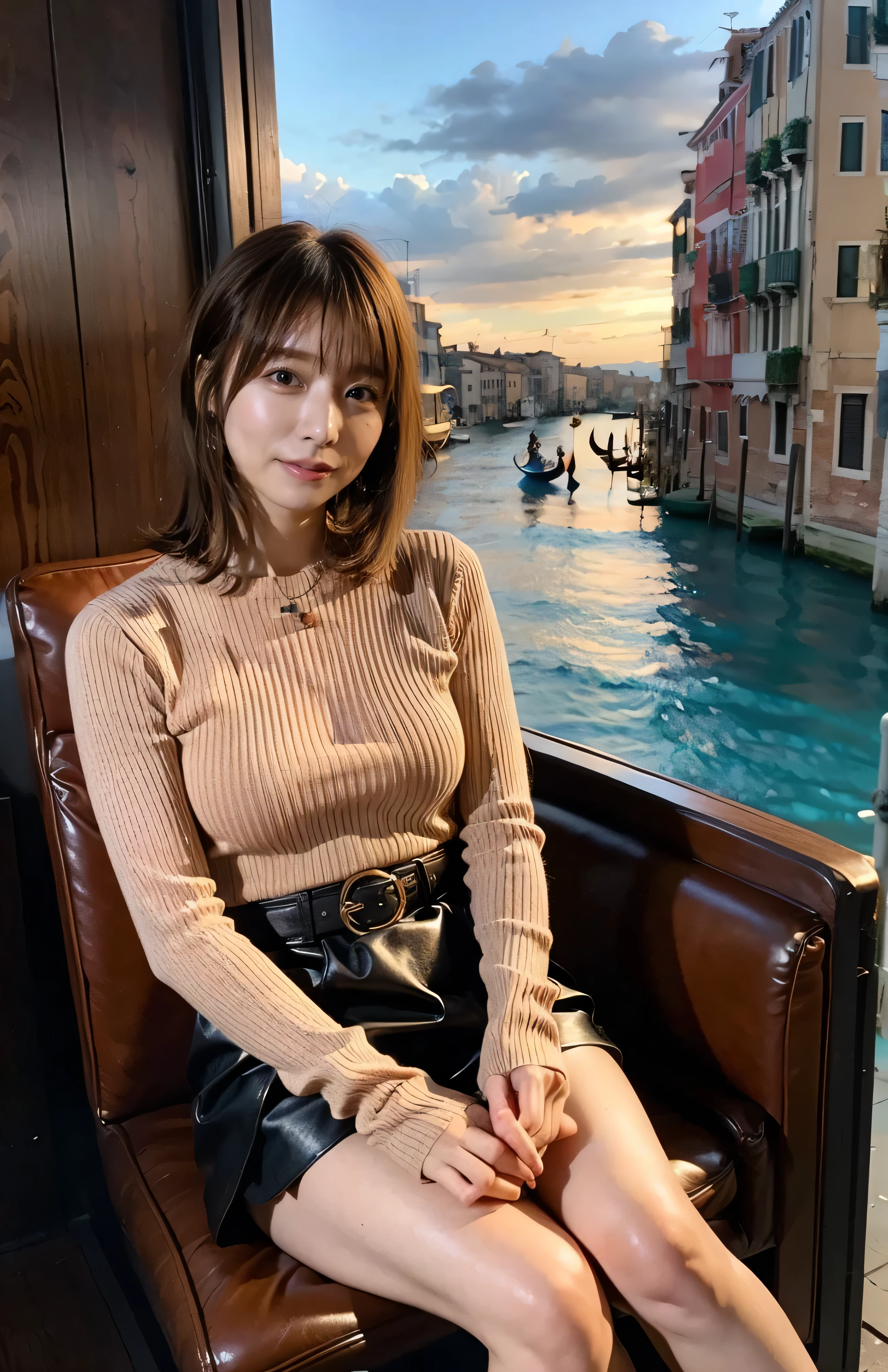 (Woman riding a gondola in Venice、Woman toasting with a red Venetian glass:1.4).Woman in a gondola in Venice、Light brown hair、Elegant hairstyle、Blue Eyed Woman、A woman with a cute upward gaze、When the sky gets dark、When the sun goes down the sky turns red、Tight clothing that shows your body lines、、Elegant summer knitwear、Elegant summer sweater、Leather Belt、Short skirt、Dress elegantly着こなす、Luxury Bagedium Shorthair:1.4））、The sun shines on her、Light brown hair、Light brown hair、The sky was dyed red、There are clouds、private's cute、Her ample breasts are obvious even through her clothes..、The shining sun is so beautiful、Dusk is approaching、Lens flare、You can see the sunset、（（Sunlight reflecting off the ocean、Ocean View、The sun shines on the ocean、&#39;beautiful.、Small earrings、private&#39;evening、Birds are also flying、、Brown Hair Color、Tying up hair、The woman is on the right:1.4））、Luxury Leather Belts、Shiny clothes、Light beige hair color、Background Blur、Braid only the front hair、Light brown hair、｛｛Cowgirl Shot｝｝、（（Close-up shot from the waist up、Ample breasts:1.4））、Smile、Silk clothing、Ample breasts that can be seen even through clothes、Braid only the front hair、Cowboy Shot、Gorgeous white collared silk shirt and brown skirt、Dress elegantly、Luxury Bags、A lovely smile、（（Ample breasts））、Full body photo、ring、Short skirt、Tuck your hair behind one ear、Silver Necklace、smile、 Elegant ponytail、Caustics、Highly detailed photos、Very beautiful and ideal short hair、Super no makeup、(8k、RAW Photos、highest quality、masterpiece:1.2)、(Realistic、Realistic)、1 girl、((Medium Short Hair、Looking into the camera:1.4))、Hair blowing in the wind
