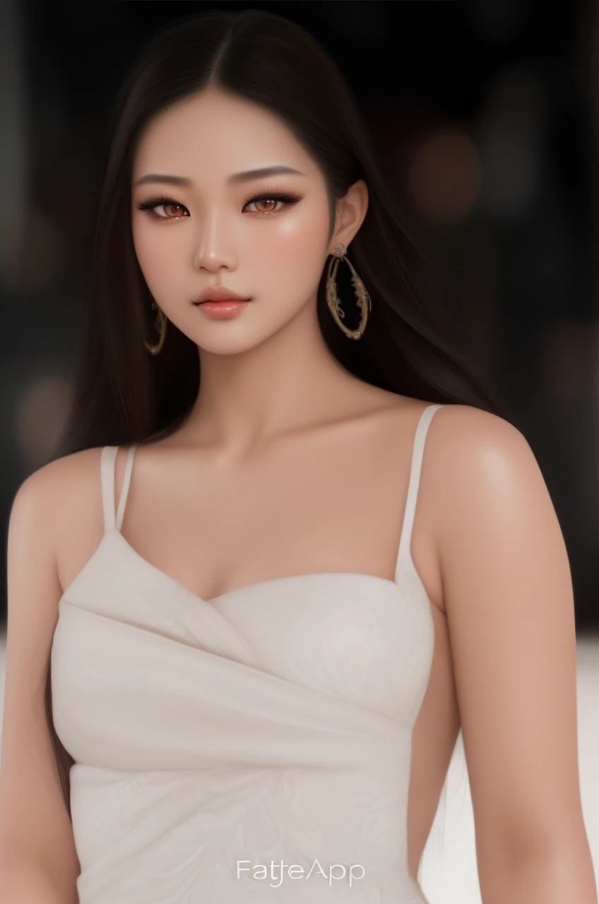 a gorgeous asian woman with long flowing hair, beautiful detailed eyes, beautiful detailed lips, extremely detailed eyes and face, long eyelashes, elegant expression, intricate hair strands, glowing skin, soft lighting, portrait, high resolution, hyper-realistic, detailed texture, photorealistic,