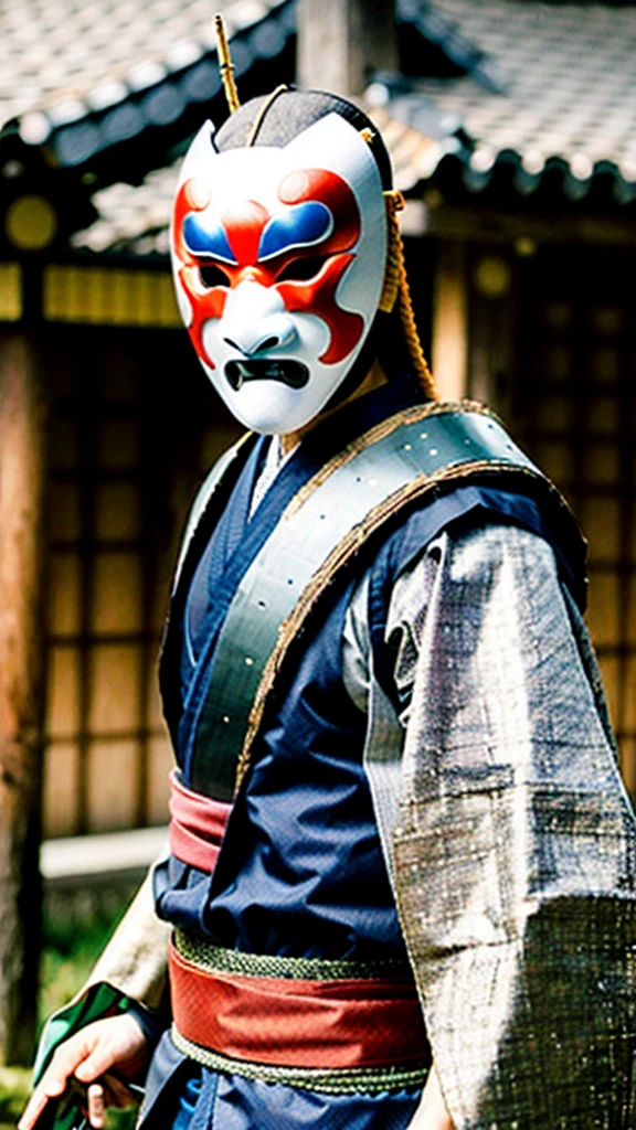 ( noh mask:1.3), 
best quality,masterpiece,highly detailed,ultra-detailed, 1man samurai japanese armor, old man
  