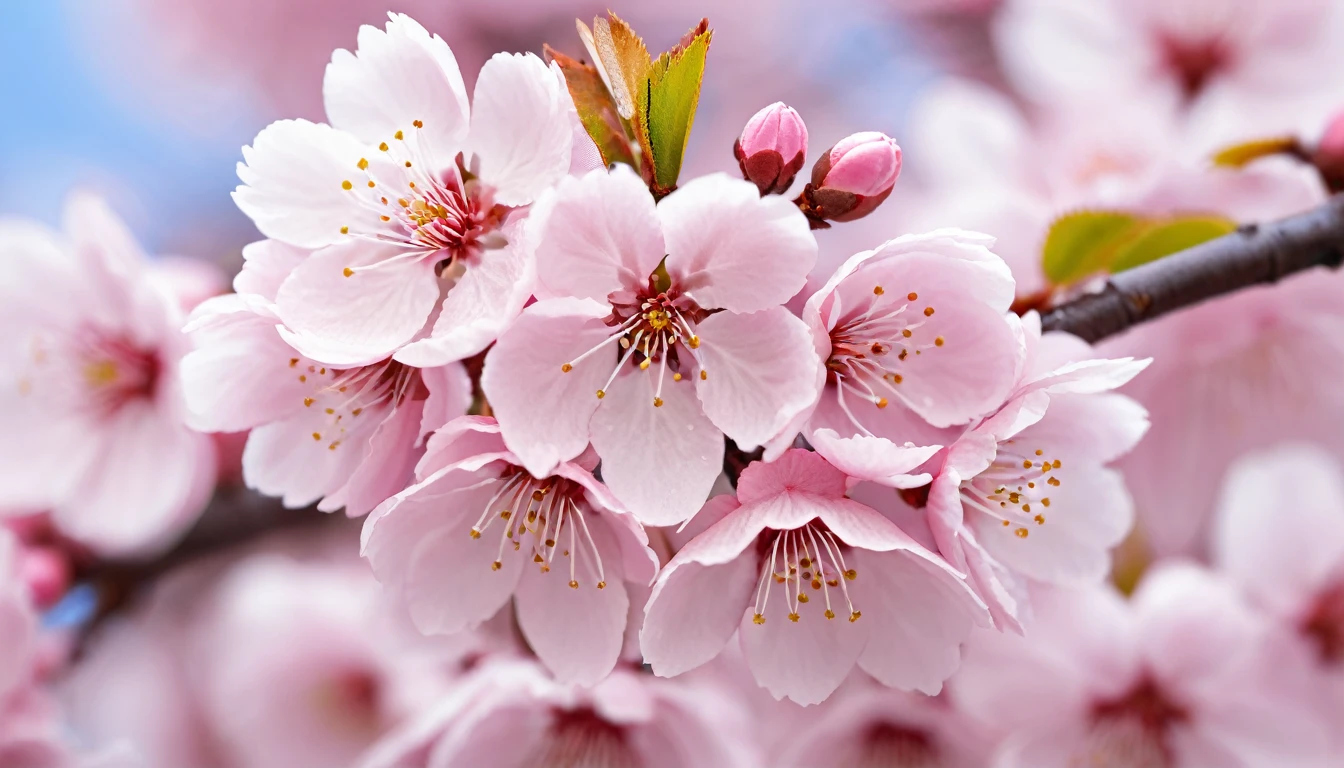 Sakura blossoms, high resolution, light pink, photo level, Macro