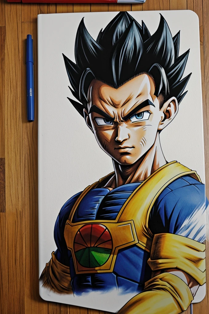 puedes generar una imagen de vegeta pintados en un cuaderno (pintar 1 cuadro de la hoja de cuaderno para formar la imagen)