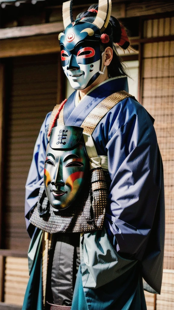 ( noh mask:1.3), 
best quality,masterpiece,highly detailed,ultra-detailed, 1man samurai japanese armor, old man
  