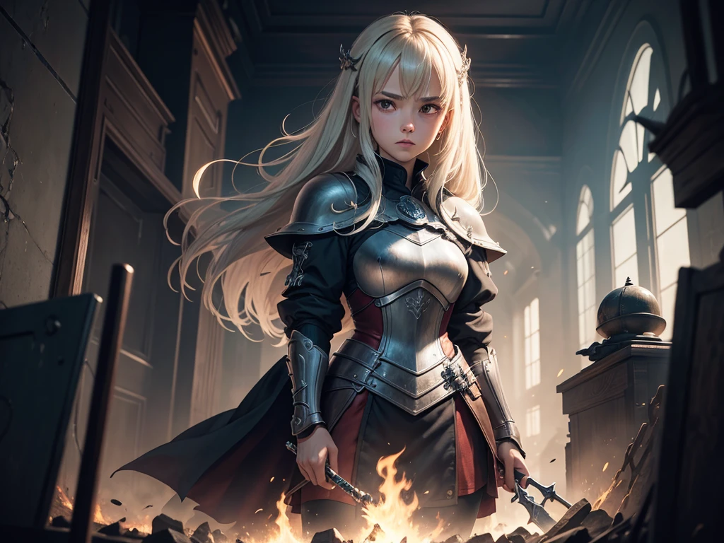 knight of caos, volume 1, concept art inspired by Kanō Hōgai, pixiv, sosaku feito, arte principal, Arte da caixa, arte da capa da novela leve, dos arknights, promo art, boxart, capa de um novo videogame, caos, pc boxart, arte oficialwork, Cavaleiro de Copas, chave visual, arte oficial