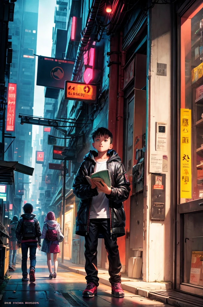 kids, reading book cyberpunk
