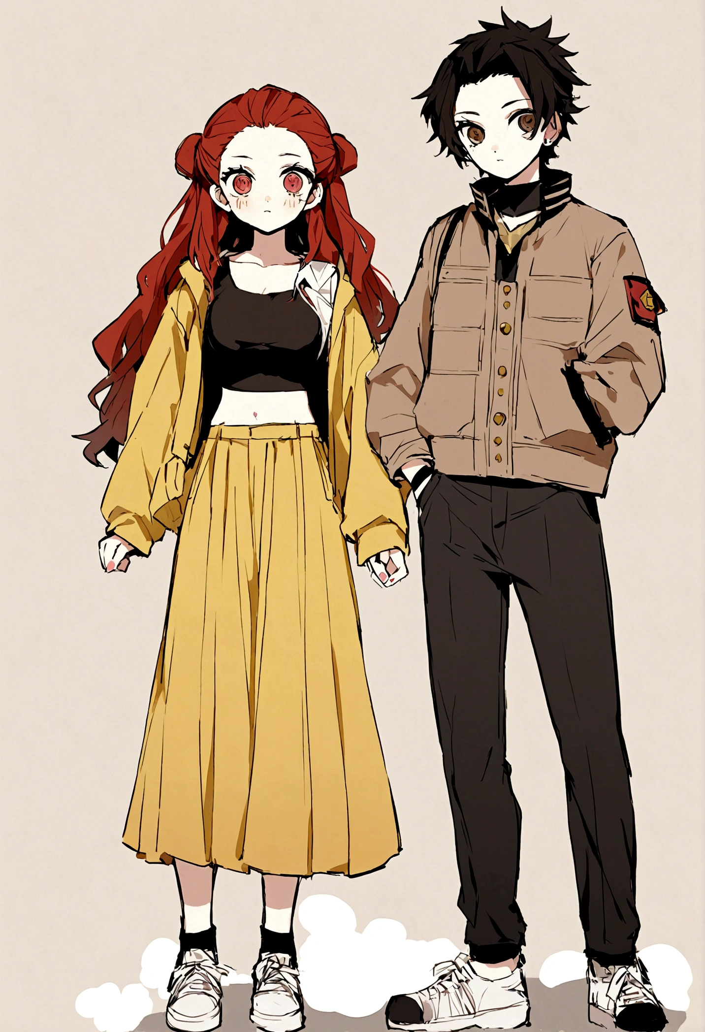 ㅤ
ㅤ
  ㅤ   kimetsu no yaiba full body female anime character. She has _red____ hair. She was brown eyes.She is wearing a crop top and a jacket ___  with ____ pants and ____tennis_ shoes. She is holding ______ on one hand while the other is in his pocket. He also has ______ (Accsorio 1). And _____ (Accesorio 2 , pecas) .
ㅤㅤ ㅤㅤ ㅤㅤ