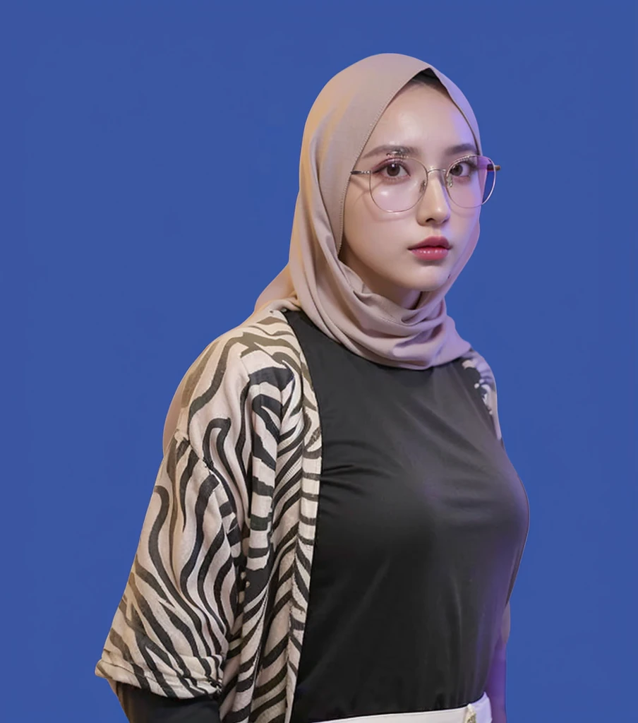 (Best quality, 8k, 32k, Masterpiece, UHD:1.2),Photo of Pretty Japanese hijab woman, large breasts, tight shirt, clean background, photo studios, fetish hijab, woman hijab sitting in a chair, digital art, gucci style, gucci clothes, album, official artwork, streetwear graphic design ,photo in studio, clean background, The Queen.