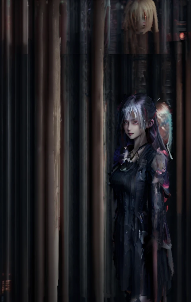 there are two people standing on a deck with umbrellas, goth family, dressed in crustpunk clothing, family, mourning family, albino hair, <mmorpgs scene, perfect android girl family, mutants roaming in the evening, secondlife, family dinner, intense albino, very very creepy, dressed in punk clothing, digital screenshot, punks, tranding on pxiv