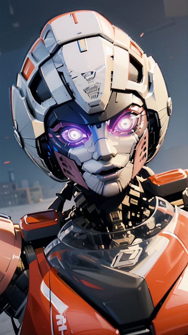 ROTB_Arcee, 1 chica, pechos grandes, innie pussy, sonrisa, robot, mecha, (ojos brillantes:1.2), Caderas anchas, ombligo, muslos gruesos, pose T , modelado 3d, voluptuosa, primer plano, enfoque frontal, retrato, de frente 1:2, mirando al observador frontal, squayting, modelado 3d , 3d , blender Cuerpo completo