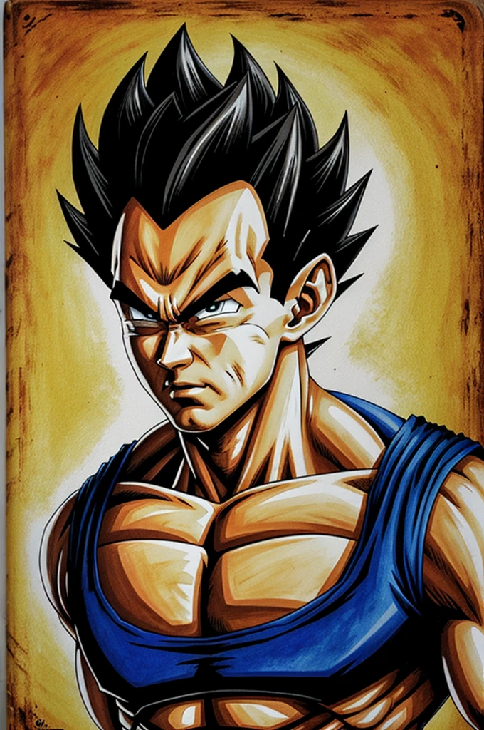 vegeta pintados cuadro por cuadro en una hoja de cuaderno