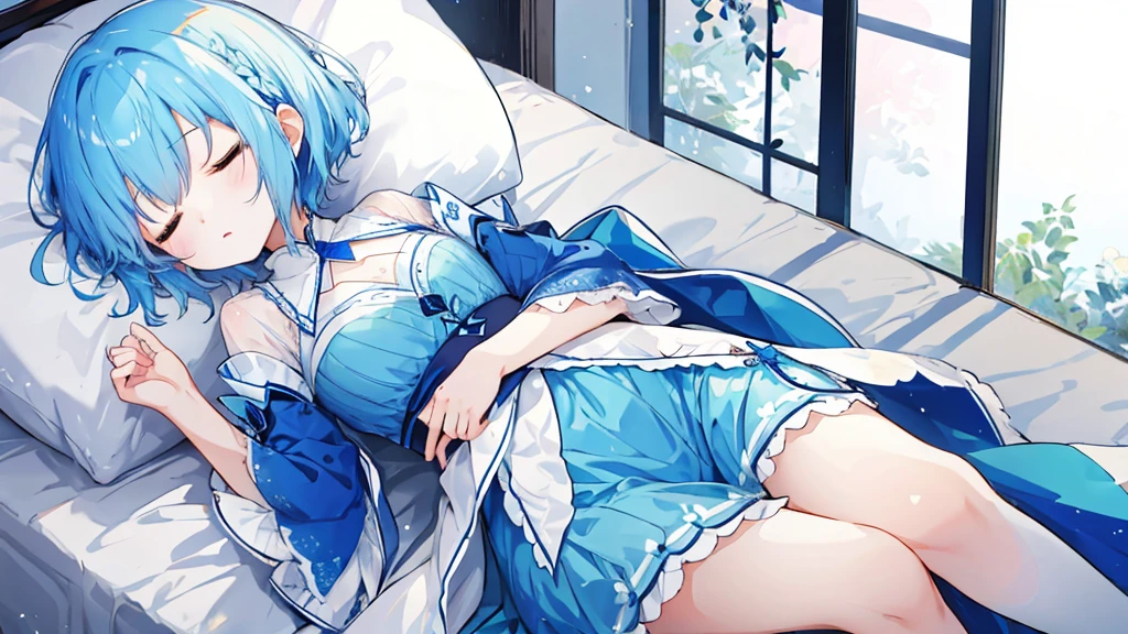 Sleeping princess、Blue short hair