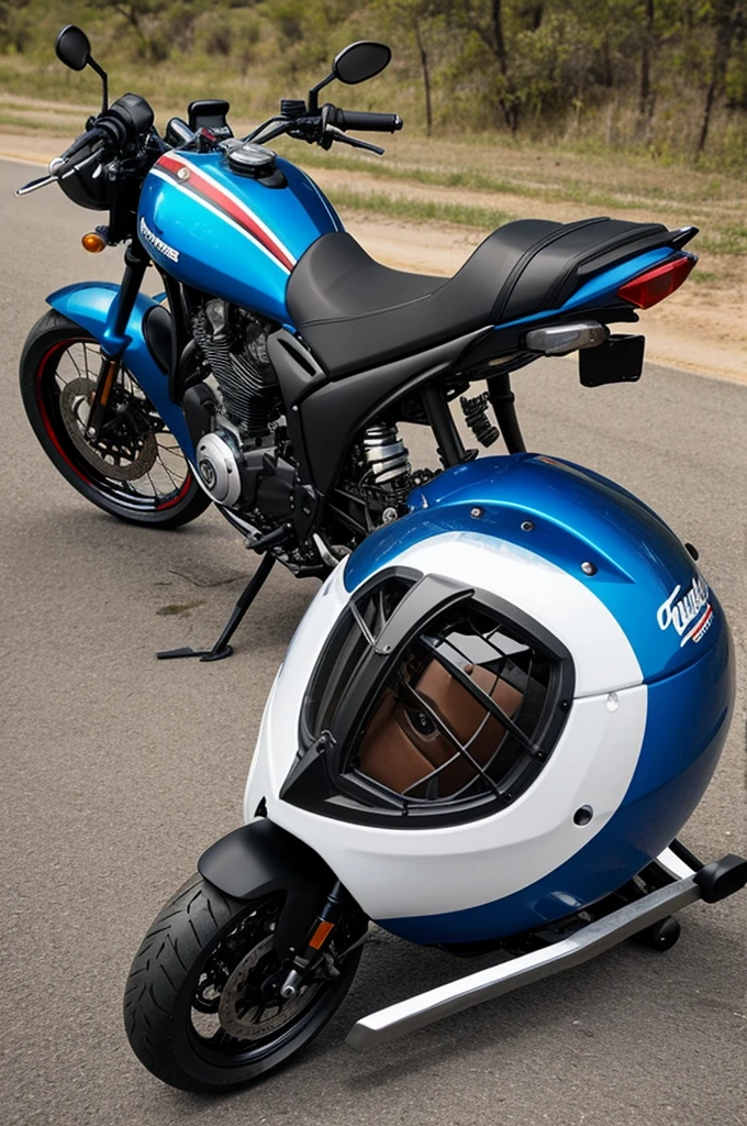 Casaca de cuero motociclista con protecciones de marca dainise que sea de color blanco con rayas rojas y negras