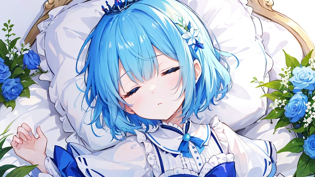 Sleeping princess、Blue short hair