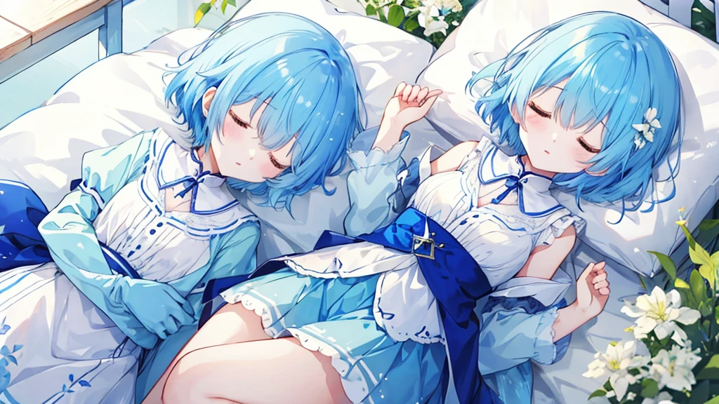 Sleeping princess、Blue short hair