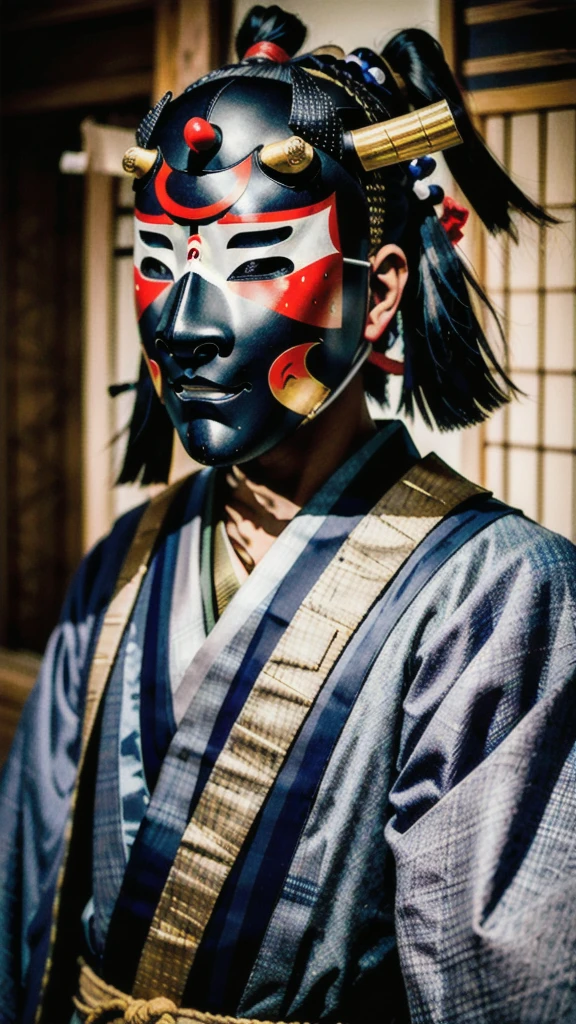 ( noh mask:1.3), 
best quality,masterpiece,highly detailed,ultra-detailed, 1man samurai japanese armor, old man
  