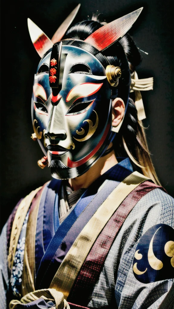 ( noh mask:1.3), 
best quality,masterpiece,highly detailed,ultra-detailed, 1man samurai japanese armor, old man
  