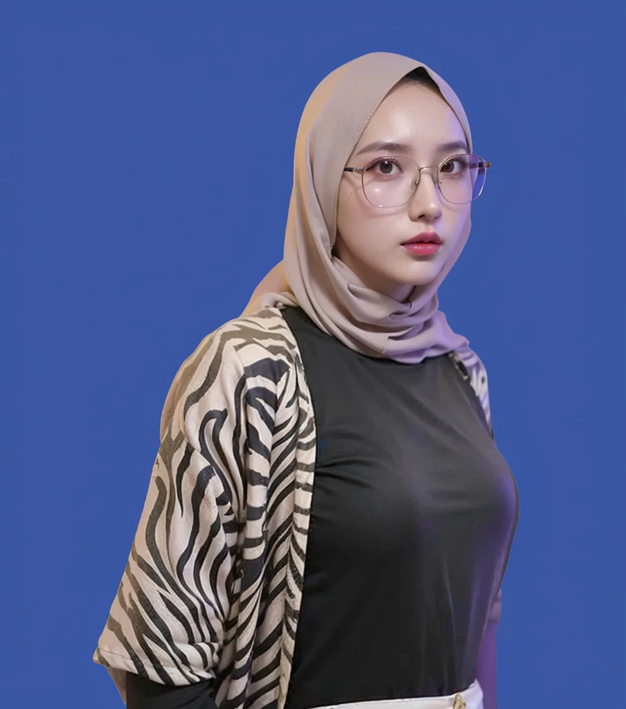 (Best quality, 8k, 32k, Masterpiece, UHD:1.2),Photo of Pretty Japanese hijab woman, large breasts, tight shirt, clean background, photo studios, fetish hijab, woman hijab sitting in a chair, digital art, gucci style, gucci clothes, album, official artwork, streetwear graphic design ,photo in studio, clean background, The Queen.