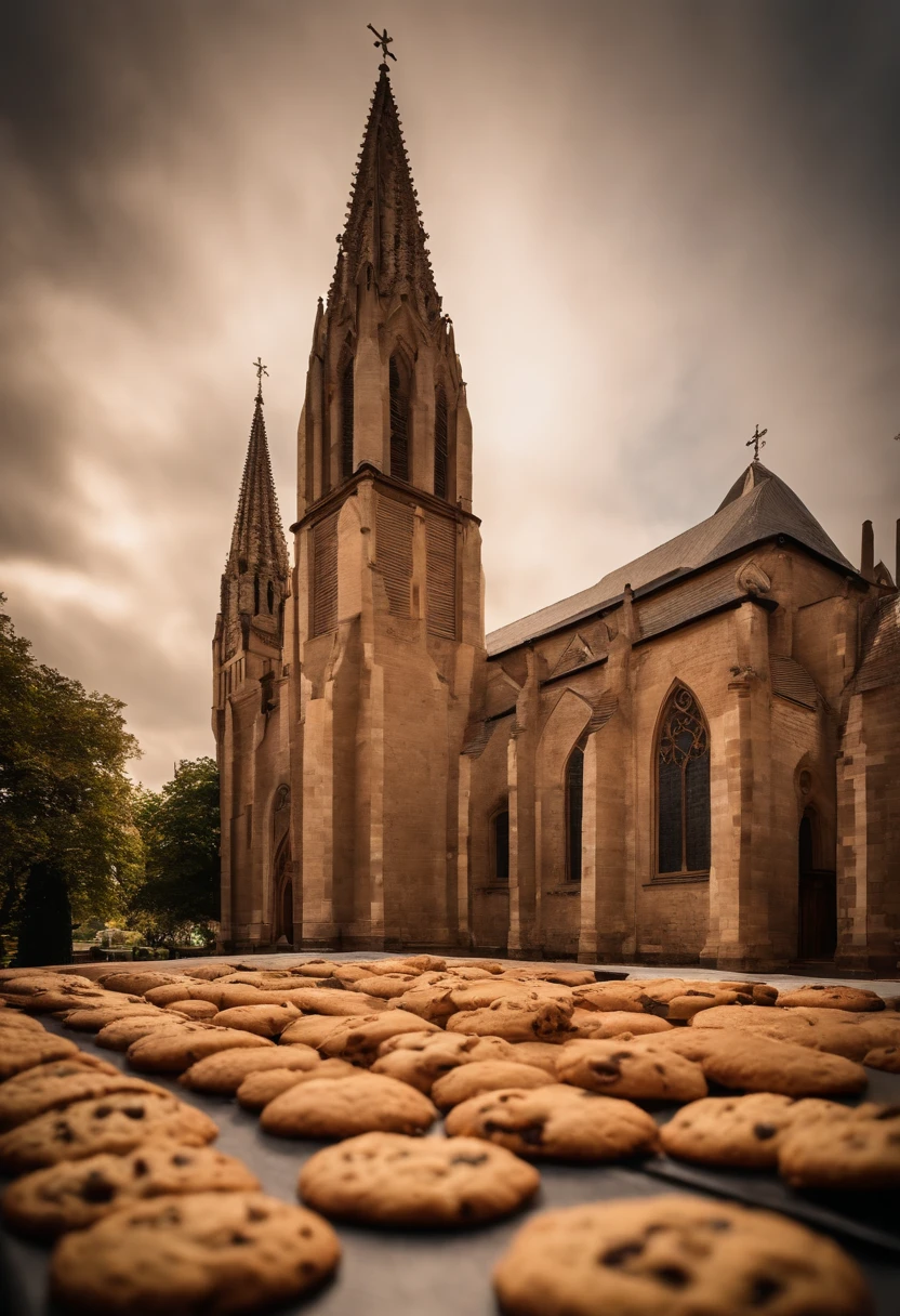 Biscoito cookie (cookies, luva de boxe, cookie gordo) Cookies de chocolate, nozes, cookies, realista, foto profissional, best photographer in the world, 4k, scenario (pulpit of a gothic church, gothic church), Cookies sobre o pulpit of a gothic church, melhor qualidade, como profissional, cookies dentro da gothic church, optical zoom, cookies(igreja), chocolate 