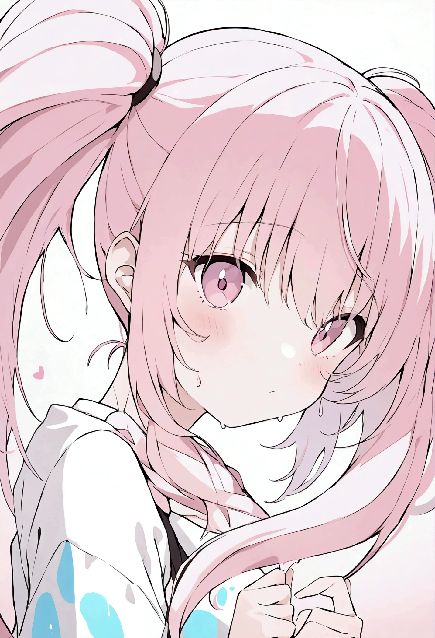 Girl with pale pink hair hairstyle two ponytails, crap myself with liquid diarrhea