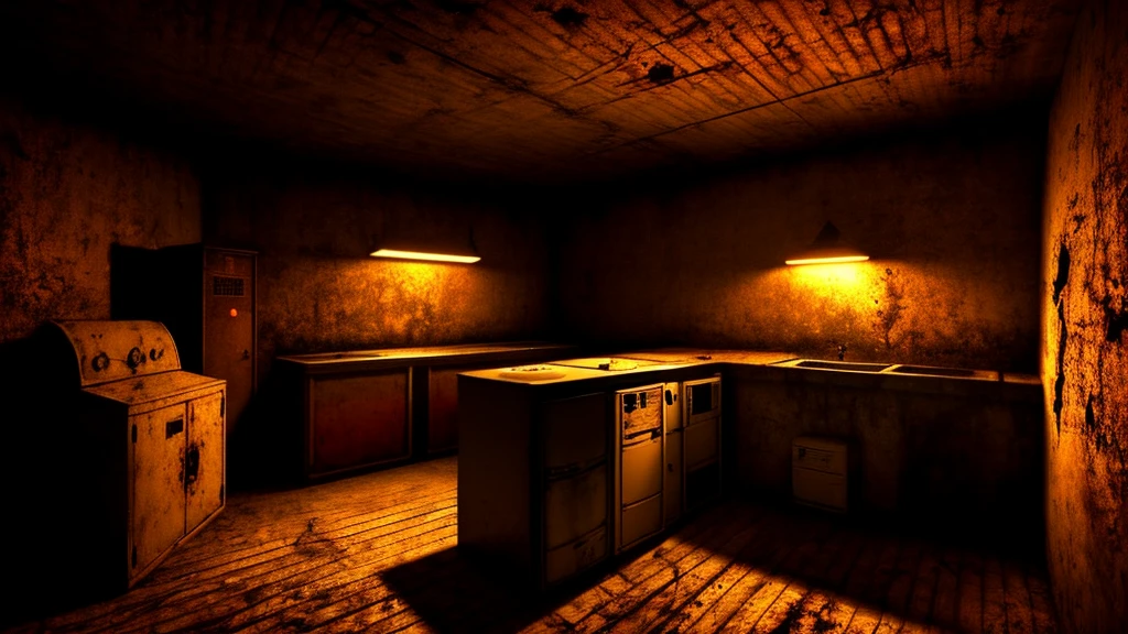 horror creepy boiler room, no lights, hyper realistic, horror, dark background, dark atmosphere, horror lighting, detailed, cinematic lighting