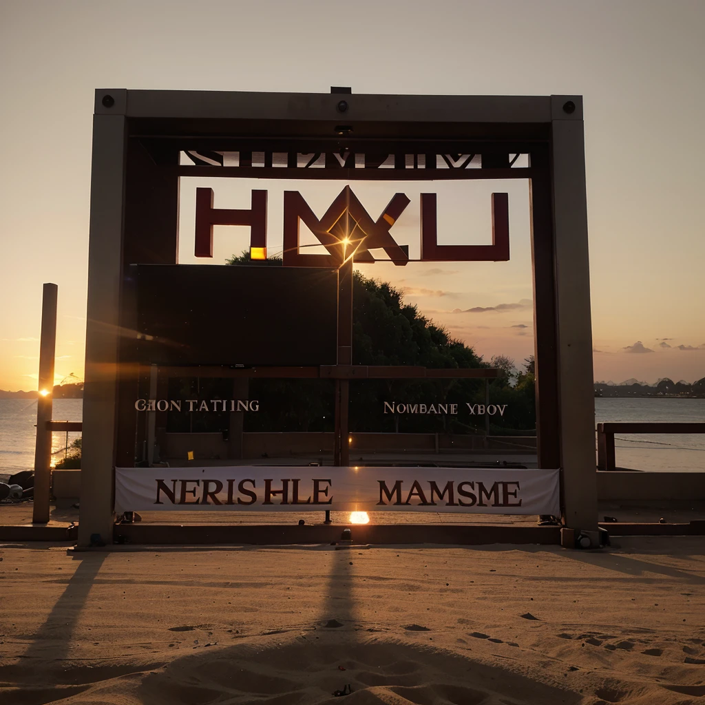 
Sunset with the inscription "Namaste" on the screen.