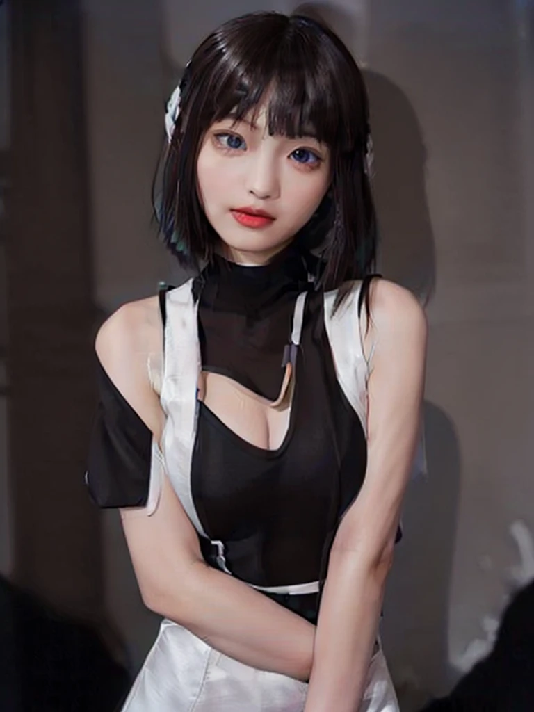 (Medium straight hair, brown:2), (masterpiece, best qualtiy, Light photo, Photorealsitic:1.5), BREAK (2 girls in, Beautuful Women, Japan with white, clean skin and good style, 20yr old:1.7), BREAK (Stunning innocent symmetrical face, Beautiful fece, light skinned:1.7) BREAK (Beautiful eye details, Beautiful noseline, Details of a beautiful little nose, Beautiful thin lips Description, Fair skin:1.5) BREAK (long-slitted eyes, Drooping eyes:1.4) BREAK (light gray, Tight Tank Top Knitted Dress:2), (Black choker:1.5), (Looking at the camera, Focused, Becoming faint of heart, flushed:1.6), (Forced laughter and blushing:1.5), (Large breasts, neat shape breasts:2.5), (slender:2), (Thin body, thin waist, Thin under the chest,Thin arms, thin neck, thin legs, thin shoulders, sloped shoulder:2), BREAK (In the deep forest, Pitch black night:2), (Pitch Black Sky, Gray fog, Covered in the black shadows of the deep forest:2), (Midnight, It's nighttime, so it's very dark around, Flat lighting with very weak light:2), BREAK (9 head body, Beautiful Large Breasts, Beauty Slender Body Line:2),