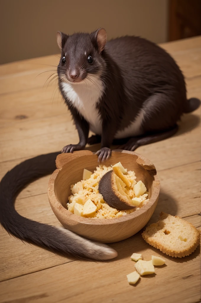 Quati animal comendo lanche desenho